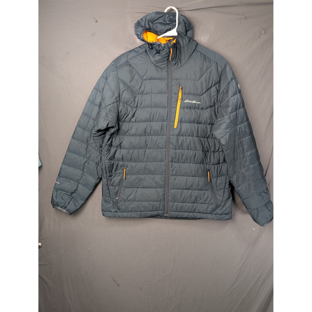 Eddie Bauer Mens Gray Down Puffer Hooded Jacket Large 22-2931
